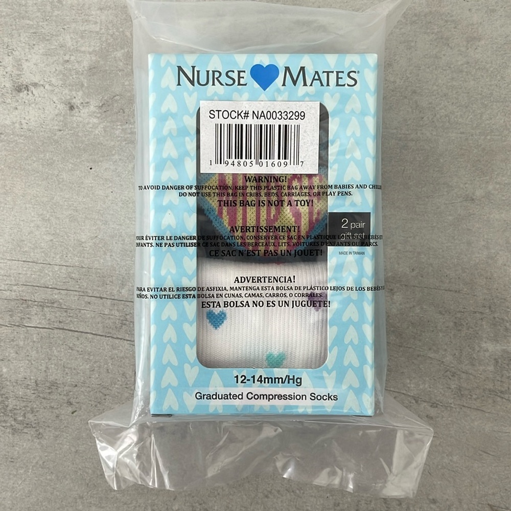 2 Pair of Nurse Mates Compression Socks, One Size, Super Nurse & Hearts